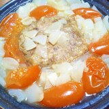 簡単ランチ★玉葱たっぷり★ハンバーグ&トマト蒸し